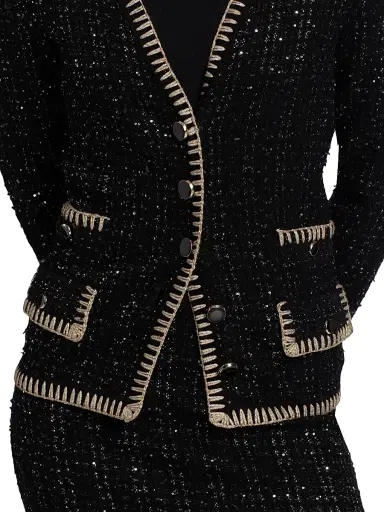 Veronica Beard Women's Ceriani Sequined Metallic Knit Jacket - Black | Thumbnail 6 Veronica Beard Women's Ceriani Sequined Metallic Knit Jacket - Black | Thumbnail 6