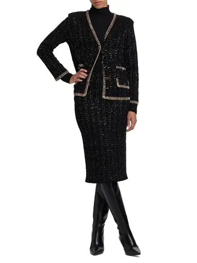 Veronica Beard Women's Corbin Sequined Knit Pencil Skirt - Black | Thumbnail 2 Veronica Beard Women's Corbin Sequined Knit Pencil Skirt - Black | Thumbnail 2