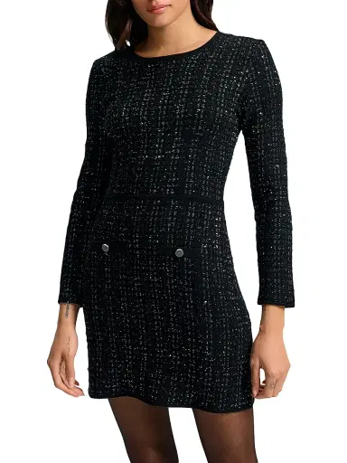 Veronica Beard Women's Channing Sequin-Embellished Knit Minidress - Black | Thumbnail 3 Veronica Beard Women's Channing Sequin-Embellished Knit Minidress - Black | Thumbnail 3