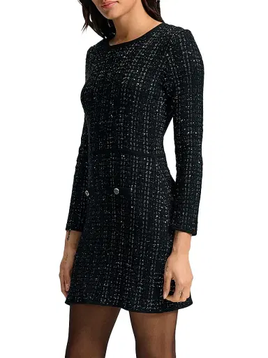 Veronica Beard Women's Channing Sequin-Embellished Knit Minidress - Black | Thumbnail 4 Veronica Beard Women's Channing Sequin-Embellished Knit Minidress - Black | Thumbnail 4