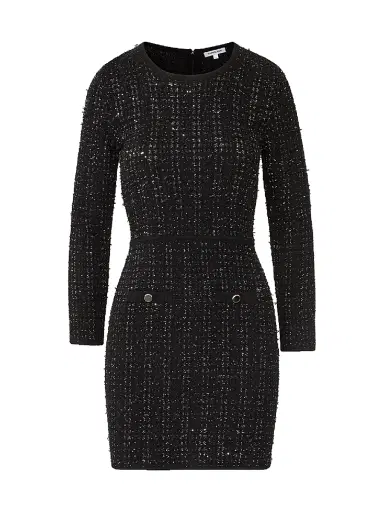 Veronica Beard Women's Channing Sequin-Embellished Knit Minidress - Black | Thumbnail 1 Veronica Beard Women's Channing Sequin-Embellished Knit Minidress - Black | Thumbnail 1