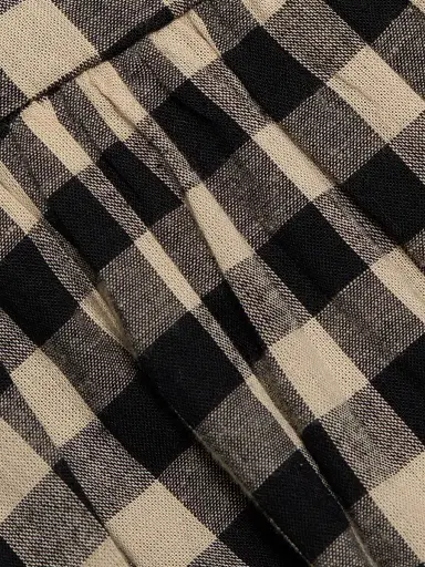 Carolina K Women's Malika Check Cotton Drop-Waist Midi-Dress - Black Plaid | Thumbnail 7 Carolina K Women's Malika Check Cotton Drop-Waist Midi-Dress - Black Plaid | Thumbnail 7
