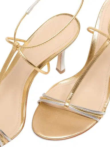 22élevé Women's 90MM Metallic Leather T-Strap Sandals | Thumbnail 2 22élevé Women's 90MM Metallic Leather T-Strap Sandals | Thumbnail 2