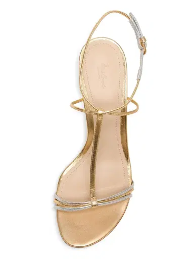 22élevé Women's 90MM Metallic Leather T-Strap Sandals | Thumbnail 4 22élevé Women's 90MM Metallic Leather T-Strap Sandals | Thumbnail 4