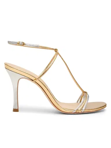 22élevé Women's 90MM Metallic Leather T-Strap Sandals | Thumbnail 1 22élevé Women's 90MM Metallic Leather T-Strap Sandals | Thumbnail 1