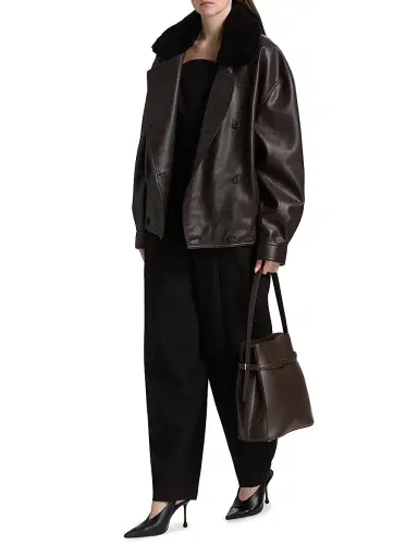 Et Ochs Women's Murphy Faux-Leather Oversized Bomber Jacket - Espresso | Thumbnail 2 Et Ochs Women's Murphy Faux-Leather Oversized Bomber Jacket - Espresso | Thumbnail 2