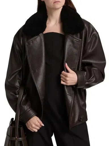 Et Ochs Women's Murphy Faux-Leather Oversized Bomber Jacket - Espresso | Thumbnail 3 Et Ochs Women's Murphy Faux-Leather Oversized Bomber Jacket - Espresso | Thumbnail 3
