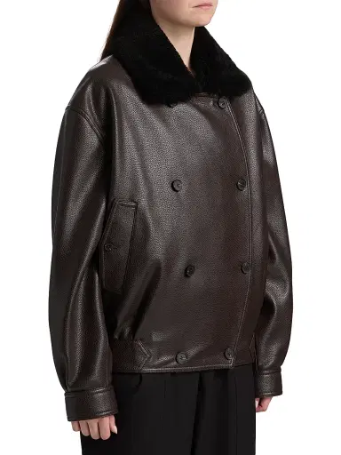 Et Ochs Women's Murphy Faux-Leather Oversized Bomber Jacket - Espresso | Thumbnail 4 Et Ochs Women's Murphy Faux-Leather Oversized Bomber Jacket - Espresso | Thumbnail 4