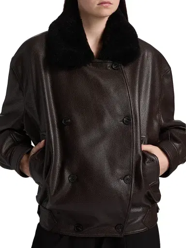 Et Ochs Women's Murphy Faux-Leather Oversized Bomber Jacket - Espresso | Thumbnail 6 Et Ochs Women's Murphy Faux-Leather Oversized Bomber Jacket - Espresso | Thumbnail 6