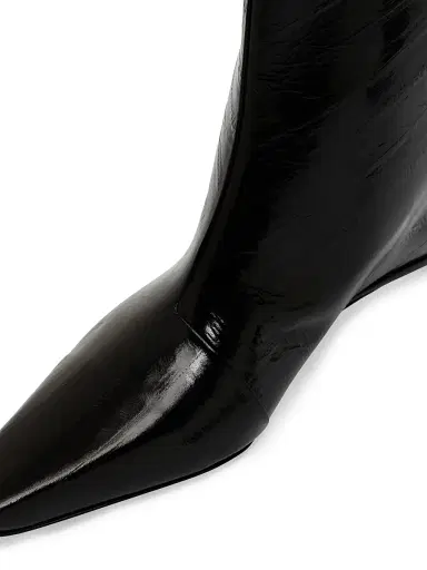 Loulou de Saison Women's Iman 3MM Eel-Effect Leather Ankle Boots - Black | Thumbnail 4 Loulou de Saison Women's Iman 3MM Eel-Effect Leather Ankle Boots - Black | Thumbnail 4