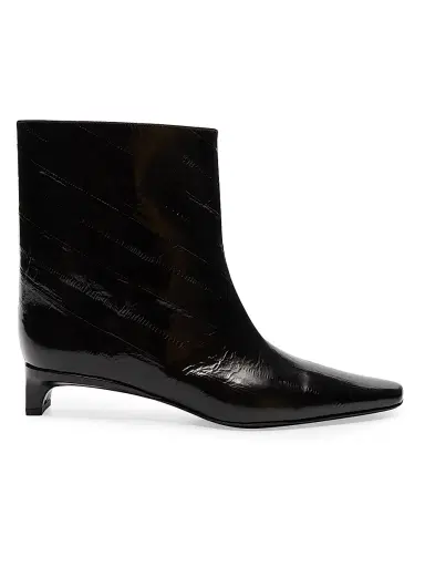 Loulou de Saison Women's Iman 3MM Eel-Effect Leather Ankle Boots - Black | Thumbnail 1 Loulou de Saison Women's Iman 3MM Eel-Effect Leather Ankle Boots - Black | Thumbnail 1