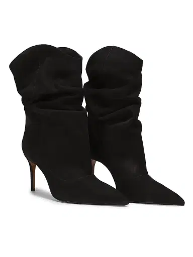 Schutz Women's Maryana 85MM Nubuck Slouch Booties - Black | Thumbnail 2 Schutz Women's Maryana 85MM Nubuck Slouch Booties - Black | Thumbnail 2