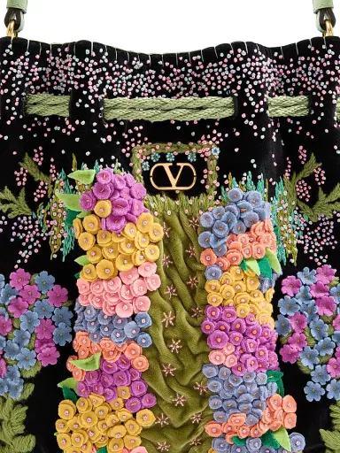 Valentino Garavani Women's Nellcote Alice Embroidered Shoulder Bag - Black Multicolor | Thumbnail 7 Valentino Garavani Women's Nellcote Alice Embroidered Shoulder Bag - Black Multicolor | Thumbnail 7
