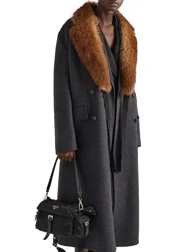 Prada Women's Double-Breasted Double Cashwool Coat - Grey | Thumbnail 2 Prada Women's Double-Breasted Double Cashwool Coat - Grey | Thumbnail 2