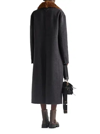 Prada Women's Double-Breasted Double Cashwool Coat - Grey | Thumbnail 3 Prada Women's Double-Breasted Double Cashwool Coat - Grey | Thumbnail 3