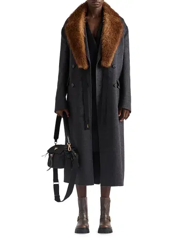 Prada Women's Double-Breasted Double Cashwool Coat - Grey | Thumbnail 6 Prada Women's Double-Breasted Double Cashwool Coat - Grey | Thumbnail 6