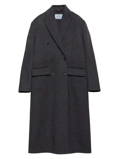 Prada Women's Double-Breasted Double Cashwool Coat - Grey | Thumbnail 1 Prada Women's Double-Breasted Double Cashwool Coat - Grey | Thumbnail 1