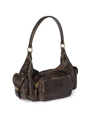 Miu Miu Women's Pocket Nappa Leather Shoulder Handle Bag - Brown | Thumbnail 2 Miu Miu Women's Pocket Nappa Leather Shoulder Handle Bag - Brown | Thumbnail 2