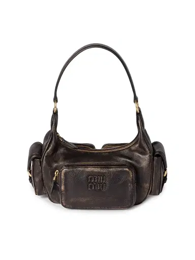 Miu Miu Women's Pocket Nappa Leather Shoulder Handle Bag - Brown | Thumbnail 1 Miu Miu Women's Pocket Nappa Leather Shoulder Handle Bag - Brown | Thumbnail 1