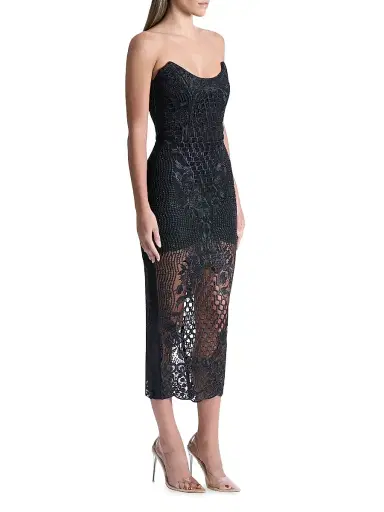 Zhivago Women's Imprint Lace Strapless Midi-Dress - Black | Thumbnail 3 Zhivago Women's Imprint Lace Strapless Midi-Dress - Black | Thumbnail 3