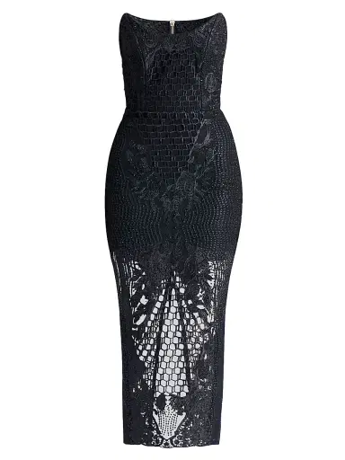Zhivago Women's Imprint Lace Strapless Midi-Dress - Black | Thumbnail 1 Zhivago Women's Imprint Lace Strapless Midi-Dress - Black | Thumbnail 1