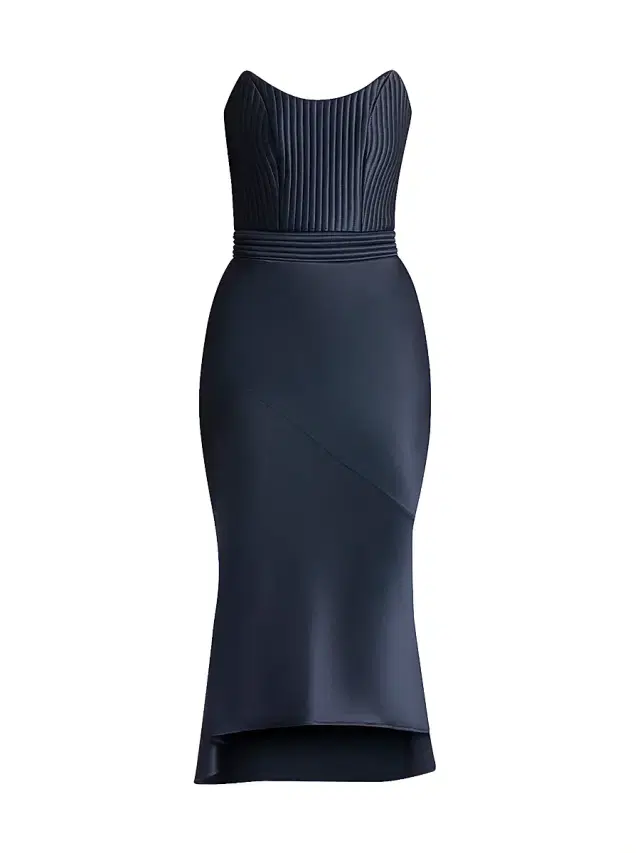 Women's Germaine Stretch-Satin Midi-Dress - Black Women's Germaine Stretch-Satin Midi-Dress - Black