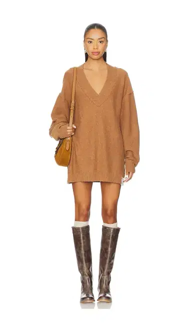 Free People x We The Free Chelsea V Neck Tunic In Muscavado | Thumbnail 1 Free People x We The Free Chelsea V Neck Tunic In Muscavado | Thumbnail 1