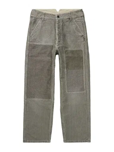 Visvim Pastoral Straight-Leg Panelled Striped Cotton-Moleskin Trousers - Men | Thumbnail 1 Visvim Pastoral Straight-Leg Panelled Striped Cotton-Moleskin Trousers - Men | Thumbnail 1