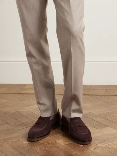 Brunello Cucinelli Waxed-Suede Penny Loafers - Men | Thumbnail 2 Brunello Cucinelli Waxed-Suede Penny Loafers - Men | Thumbnail 2