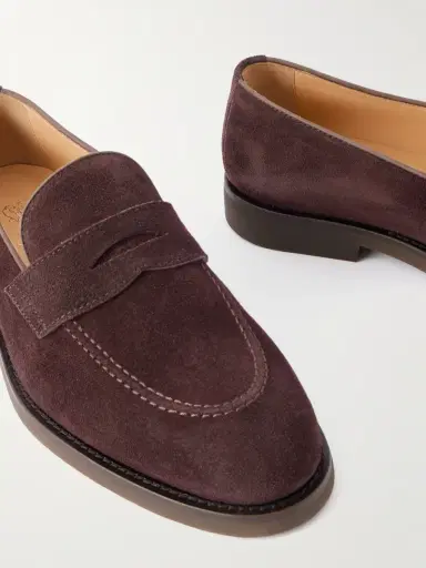 Brunello Cucinelli Waxed-Suede Penny Loafers - Men | Thumbnail 5 Brunello Cucinelli Waxed-Suede Penny Loafers - Men | Thumbnail 5