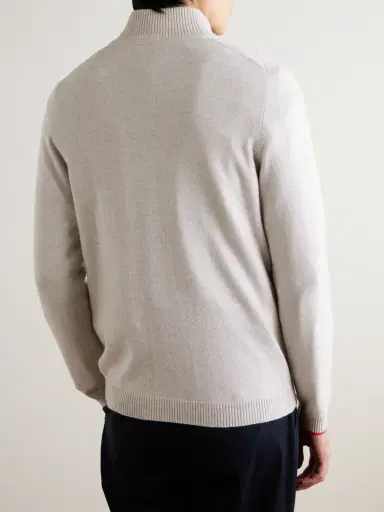 N.Peal N.Peal Cashmere Tucci Leather-Trimmed Half-Zip Sweater - Men | Thumbnail 4 N.Peal N.Peal Cashmere Tucci Leather-Trimmed Half-Zip Sweater - Men | Thumbnail 4