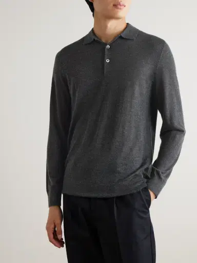 N.Peal Stanley Tucci Cashmere and Silk-Blend Polo Sweater - Men | Thumbnail 3 N.Peal Stanley Tucci Cashmere and Silk-Blend Polo Sweater - Men | Thumbnail 3