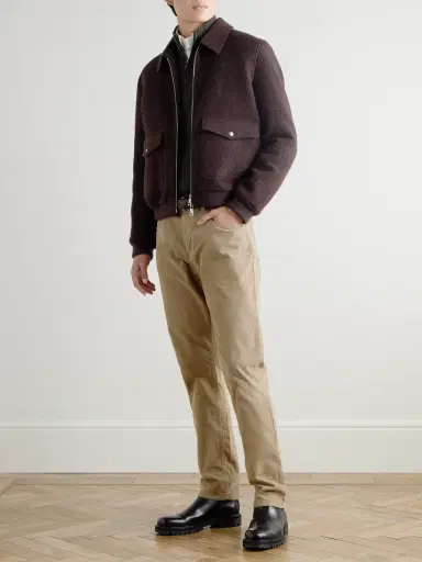 N.Peal Stanley Tucci Leather-Trimmed Half-Zip Sweater - Men | Thumbnail 2 N.Peal Stanley Tucci Leather-Trimmed Half-Zip Sweater - Men | Thumbnail 2