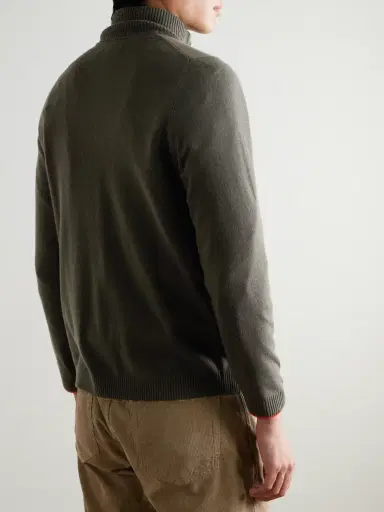 N.Peal Stanley Tucci Leather-Trimmed Half-Zip Sweater - Men | Thumbnail 4 N.Peal Stanley Tucci Leather-Trimmed Half-Zip Sweater - Men | Thumbnail 4