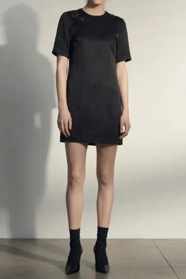 Jason Wu Collection SHORT SLEEVE DRESS WITH EMBROIDERY APPLIQUES | Thumbnail 1 Jason Wu Collection SHORT SLEEVE DRESS WITH EMBROIDERY APPLIQUES | Thumbnail 1