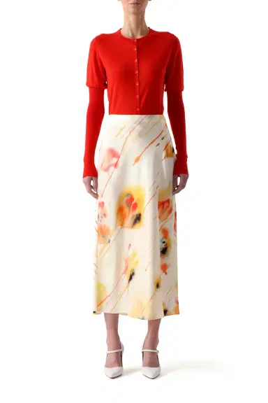 Jason Wu Collection WASHED SATIN WATERCOLOR FLORAL BIAS SLIP PENCIL SKIRT | Thumbnail 3 Jason Wu Collection WASHED SATIN WATERCOLOR FLORAL BIAS SLIP PENCIL SKIRT | Thumbnail 3