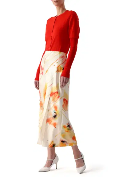 Jason Wu Collection WASHED SATIN WATERCOLOR FLORAL BIAS SLIP PENCIL SKIRT | Thumbnail 1 Jason Wu Collection WASHED SATIN WATERCOLOR FLORAL BIAS SLIP PENCIL SKIRT | Thumbnail 1