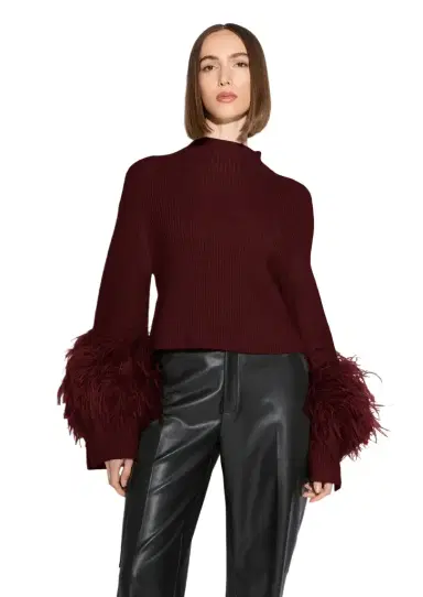 LAPOINTE Merino Mock Neck Sweater With Feathers | Thumbnail 1 LAPOINTE Merino Mock Neck Sweater With Feathers | Thumbnail 1