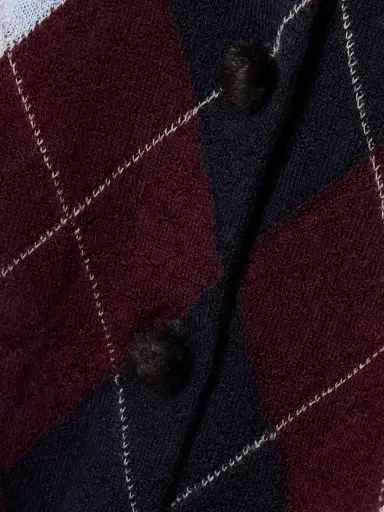 Khaite Charli Calf Hair-trimmed Argyle Cashmere And Mohair-blend Cardigan | Thumbnail 4 Khaite Charli Calf Hair-trimmed Argyle Cashmere And Mohair-blend Cardigan | Thumbnail 4