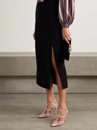Valentino Garavani Rockstud Suede-trimmed Lace Pumps | Thumbnail 2 Valentino Garavani Rockstud Suede-trimmed Lace Pumps | Thumbnail 2