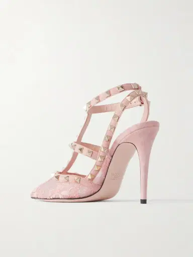 Valentino Garavani Rockstud Suede-trimmed Lace Pumps | Thumbnail 3 Valentino Garavani Rockstud Suede-trimmed Lace Pumps | Thumbnail 3