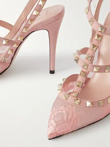 Valentino Garavani Rockstud Suede-trimmed Lace Pumps | Thumbnail 4 Valentino Garavani Rockstud Suede-trimmed Lace Pumps | Thumbnail 4