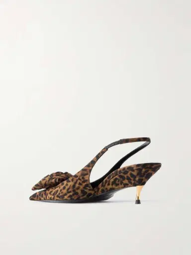 Saint Laurent Dakota Appliquéd Leopard-print Mousseline Slingback Pumps | Thumbnail 3 Saint Laurent Dakota Appliquéd Leopard-print Mousseline Slingback Pumps | Thumbnail 3