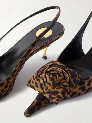 Saint Laurent Dakota Appliquéd Leopard-print Mousseline Slingback Pumps | Thumbnail 4 Saint Laurent Dakota Appliquéd Leopard-print Mousseline Slingback Pumps | Thumbnail 4