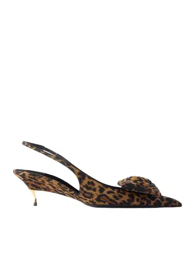 Saint Laurent Dakota Appliquéd Leopard-print Mousseline Slingback Pumps | Thumbnail 1 Saint Laurent Dakota Appliquéd Leopard-print Mousseline Slingback Pumps | Thumbnail 1
