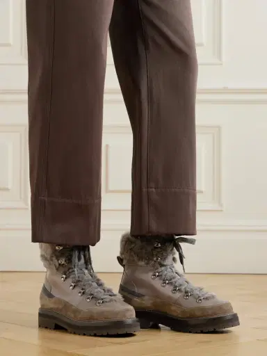 Brunello Cucinelli Bead-embellished Shearling-trimmed Leather Ankle Boots | Thumbnail 2 Brunello Cucinelli Bead-embellished Shearling-trimmed Leather Ankle Boots | Thumbnail 2