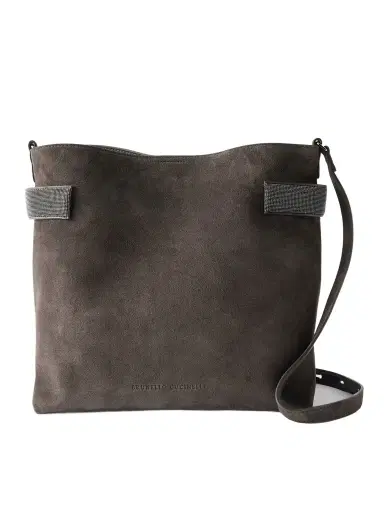 Brunello Cucinelli Bead-embellished Suede Shoulder Bag | Thumbnail 1 Brunello Cucinelli Bead-embellished Suede Shoulder Bag | Thumbnail 1