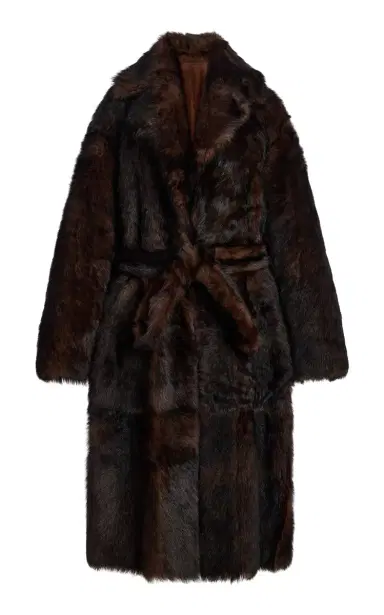 Nour Hammour Uma Belted Oversized Shearling Coat | Thumbnail 2 Nour Hammour Uma Belted Oversized Shearling Coat | Thumbnail 2