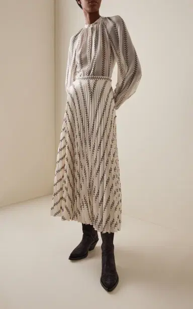 Gabriela Hearst Eames Boot-Striped Silk Plissé Midi Skirt | Thumbnail 2 Gabriela Hearst Eames Boot-Striped Silk Plissé Midi Skirt | Thumbnail 2