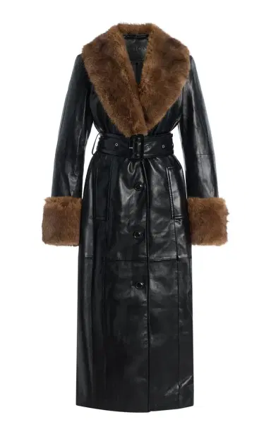 Stand Studio Estella Faux Shearling-Trimmed Vegan Leather Coat | Thumbnail 1 Stand Studio Estella Faux Shearling-Trimmed Vegan Leather Coat | Thumbnail 1